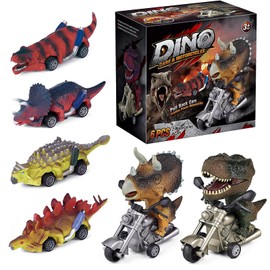 Xbnmex Dinosaur Car Toy, 6 Piece Carts Toys for Kids, Dinosaur Sliding Motorcycle Toy, Dinosaur Car Gifts for Boys and Girls 2 3 4 5 6 7 Years Old