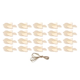 20pcs Wood Bird Cutouts DIY Innovative Stereoscopic Hanging Unfinished Wood Slices with Sisal Rope for Crafts Home Decor