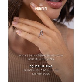 Purelei® Star Sign Ring, Waterproof Women's Ring Made of Durable Stainless Steel, Adjustable Rings from Size 50 to 60, Fashion Jewellery for Your Individual Look, Stainless Steel