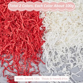 SOFPLATE 1/2 LB Christmas Paper Shred Filler Crinkle Cut Paper Shred Filler Bulk Red White Shredded Paper Filler Basket Filling Wrapping Packaging Birthday Wedding Party Decoration