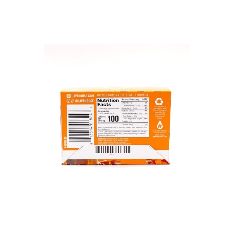 Java House Cold Brew Latte Coffee Concentrate Single Serve Liquid