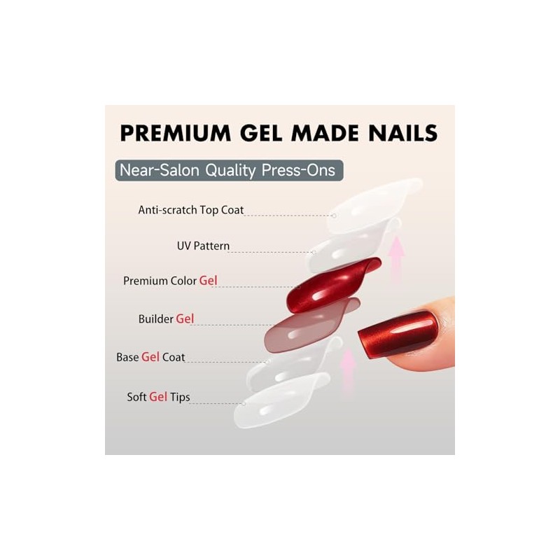SXVME Uñas postizas Cat Eye cuadradas y largas - Uñas