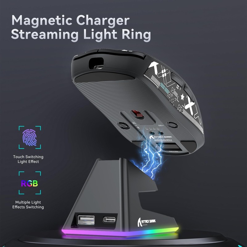 ATTACK SHARK X6 Lightweight Wireless Gaming Mouse with RGB Backlight
