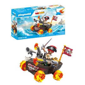 Playmobil | Fun Stars | Racing Pirate Boat | Toy from 4 years | Gift for children | Toy car | With pull-back motor & shooting function | 71720