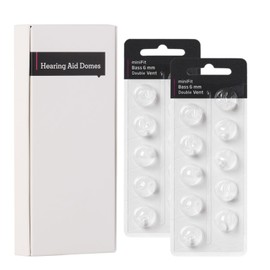 20Pcs Hearing Aid Domes for Oticon, Minifit Bass 6MM Double Vent Domes for Oticon Replacements, Universal Hearing Aid Supplies & Accessories, Inspack for Oticon Prowax Minifit & Resound Aid (2-Pack)