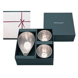 Nosaku Washi Wrapping K1G2 Single Mouth 1 Piece Gui Cup, Tin, Set of 2