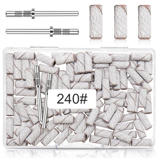 Meteorock Grit Small Sanding Bands Nail Drill Bit, 100 Pcs