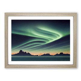 Artful Aurora Borealis H1022 Framed Print for Living Room Bedroom Home Office Décor, Wall Art Picture Ready to Hang, Oak A4 Frame (34 x 25 cm)