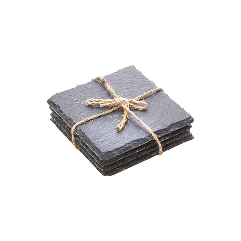 Urban Living Set of 4 Square Slate Coaster for Drinks