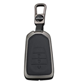 ontto Car Key Fob Cover Case fit for Isuzu New MU-X X Series DMAX D-Max X-Terrain 2020 up Key holder Metal Leather Shell bag keyring keychain auto styling accessories Black 1