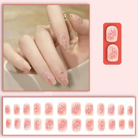 ALLEVG Nail Tip, Wedding, Nail Tip, Red, Short, Autumn, Winter, Cute, Simple, Stylish, Coming of Age Ceremonies, School Entrance Ceremonies, Graduations, Weddings, Parties, Daily Life, Glossy Wedding