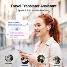 AI Real-Time Translation Earbuds: 144 Languages, Noise Canceling, Offline Mode, 60 Hours Battery - Seamless Translator Headphones for Travel, Business, Learning, iOS & Android Support