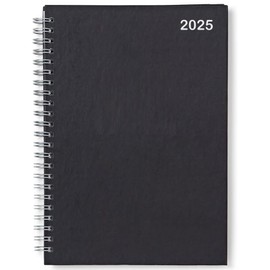 A5 2025 Diary Week To View Black Cover With Silver Wiro Binding - Executive Edition