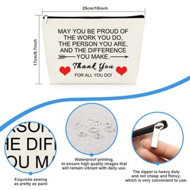 Thank You Gifts for Women Appreciation Gift Makeup Bag Inspirational Gift Thank You Gift for Employee Volunteer Nurse Teacher Coworker Friend Encouragement Gifts Thanksgiving Gift Cosmetic Bag Pouch