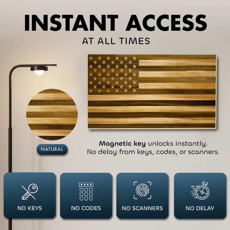 American Flag Hidden Gun Safe - Quick Access Hidden Gun
