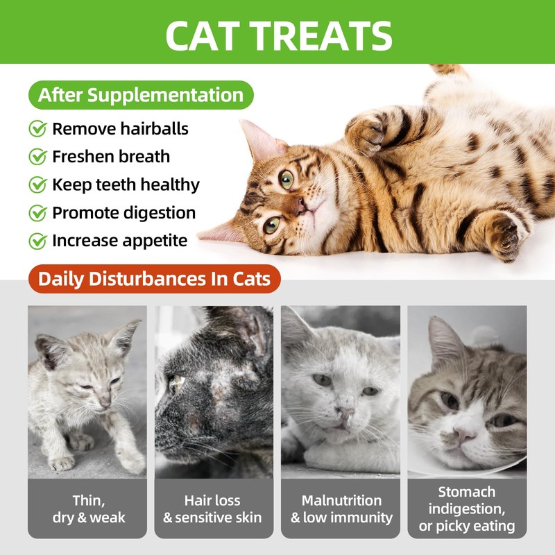 kurniso Cat Treats 100g, Natural Cat Grass Sticks,Chew Stick for