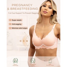 As Fairy Soft Nursing Bra Breastfeeding Bras for Women Maternity Nursing Bra Pregnancy Bralette (Peach 4X-Large)
