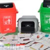 Mini Curbside Garbage 4pcs Garbage Trash Cans with 108pcs Sorting
