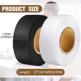 Outus 2 Rolls Hemming Tape Fabric Adhesive Hem Iron on No-Sew Hemming Tape for Pants Each 1/2 Inch (Black, White,27 Yards Each)