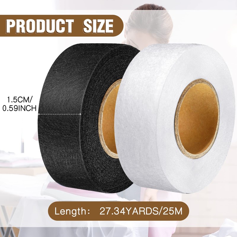 Outus 2 Rolls Hemming Tape Fabric Adhesive Hem Iron on