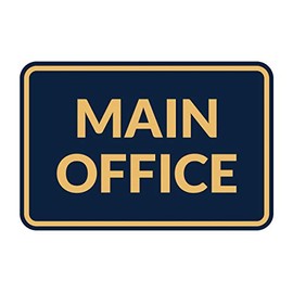 Signs ByLITA Classic Framed Main Office Sign (Navy Blue/Gold) - Large
