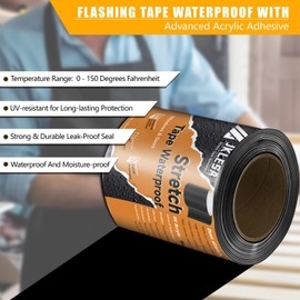 Stretch Tape for Windows & Doors, 6" x 20' Roll UV Resistant Flashing Tape Waterproof, Self-Adhesive Flashing Tape for Windows, Weather Window Tape with Advanced Acrylic Adhesive, Black (2, 6" x 20')