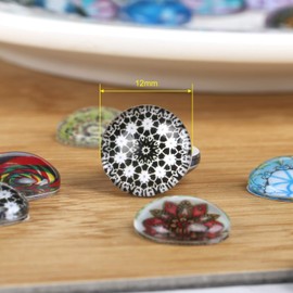 Naler 200pcs 12 mm Glass Cabochons Mosaic Printed Glass Dome Cabochons Mosaic Tiles for Crafts Jewellery Making DIY Decoration