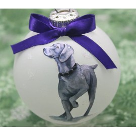 D700 Hand-made Christmas Ornament dog - Weimaraner - gray pointing (purple)