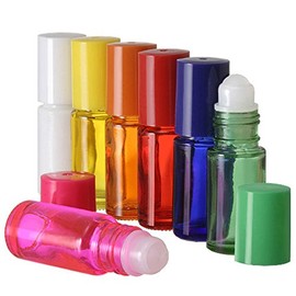 5 ml. Glass Roll on Bottle. Perfect for Essential Oils Aromatherapy, Perfume and Cologne. Plastic Roller. Pipettes Included (144 Bottles, Red)