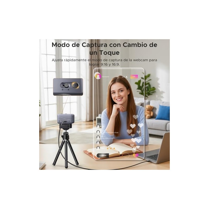 UGREEN FineCam Cámara Web 4K Ultra HD, 2 Micrófono con