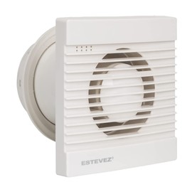 Estevez Extractor De Aire Modelo 1206-BL (eco) | Ventilador para Baño y Cocina Ultra Delgado 6", 25 Watts, 46dB, Flujo de Aire 188m³/hr, | Instalación en Muro o Techo.