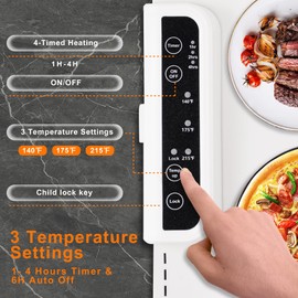 Electric Warming Tray,Warming Mat for Food, Fast Full Surface Heating Food Warmer, Portable Silicone Warmer, Raised Feet Protects Table, Foldable Food Warmer for Parties,Buffets,Daily Use(White)