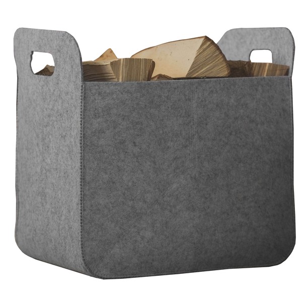 Rubberneck Storage Basket with Handles, Foldable Felt Box Small, 25 x 35 x 35 cm (Grey)
