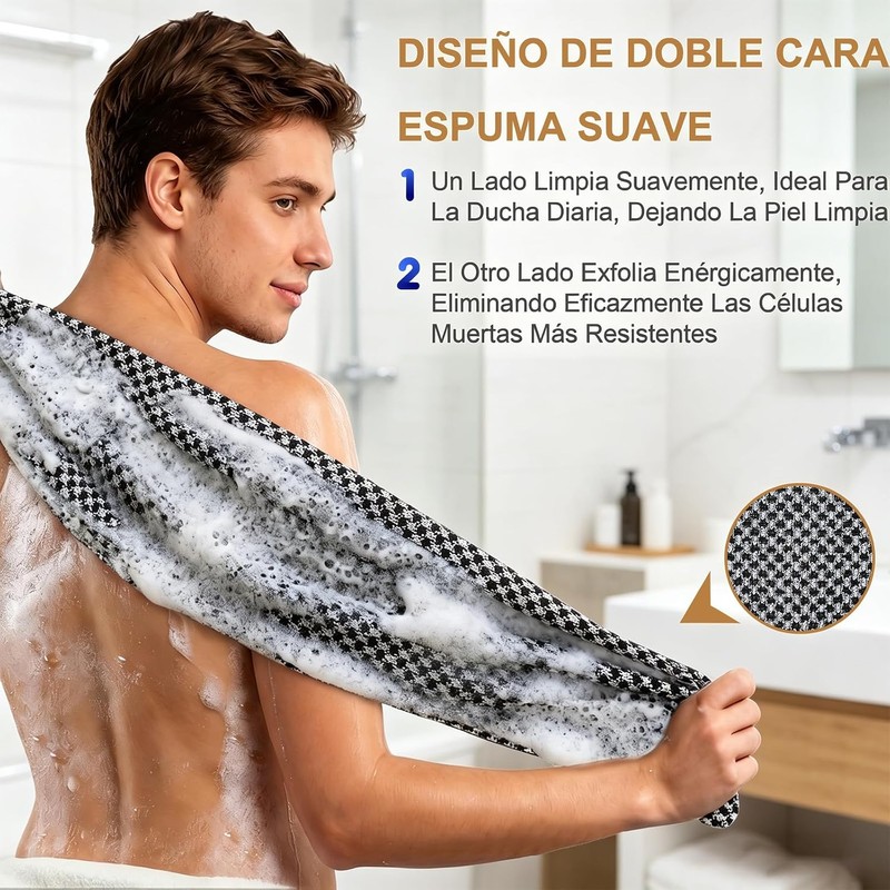 LEKOU 2PCS 9 x 40IN Toallas De Baño Exfoliantes