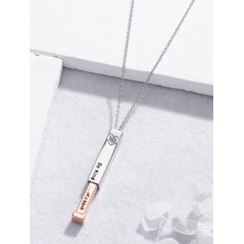 Seiyang Be Kind Of A B Necklace 925 Sterling Silver Hidden Message Necklace for Women 3D Vertical Bar Pendant Olivia Jewellery for Women