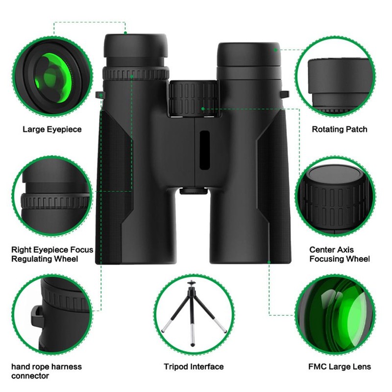 12X42 Binoculars Telescope High Power High Definition Binocular Night Vision