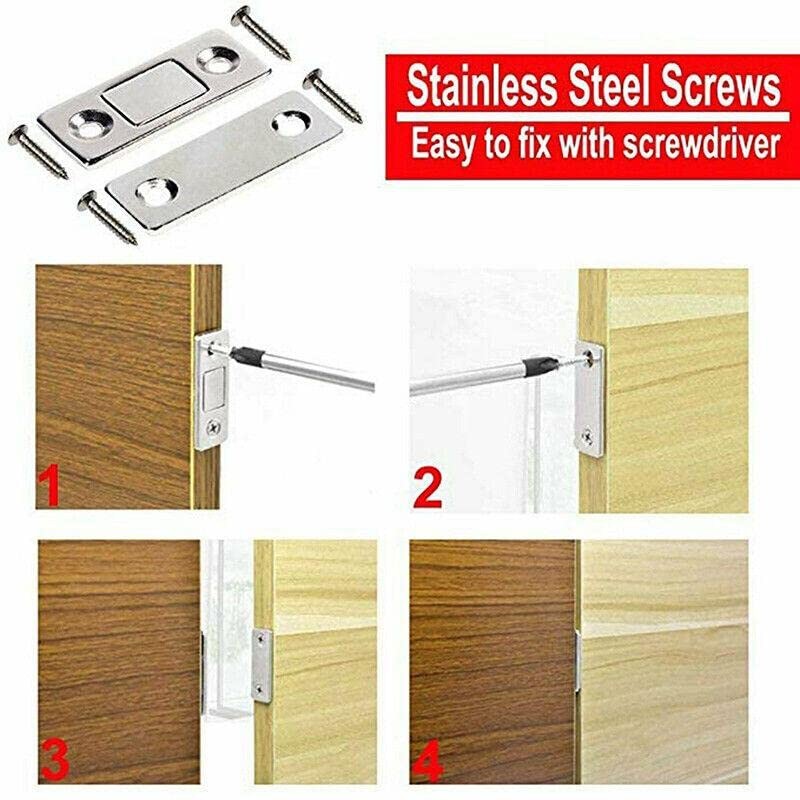 8PCS Strong Magnetic Door Catch, Ultra Thin Stainless Steel Latch