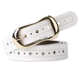 Kyoto Okazaka, Genuine Leather, Thin Belt, Women's, Casual, white