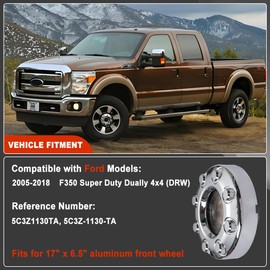 HY-SPEED 1PCS Dually Front 4x4 Open Wheel Center Cap Hubcap Cover Compatible with 2005-2018 F350 Super Duty Dually Pickup Truck DRW #5C3Z1130TA