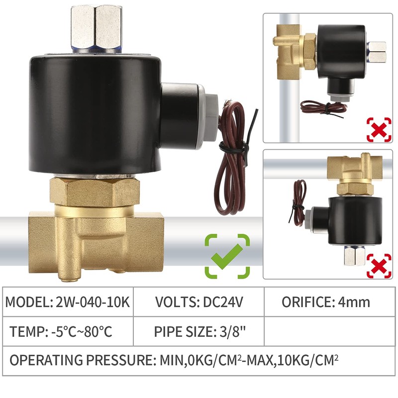 Heschen Brass Electric Solenoid Valve 2W-040-10K PT3/8'' DC24V Direct Actuation