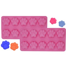 2 Pack Silicone Mold Dog Bone Homemade Treat Paw and Bone shape, Puppy Dog Paw Shaped, Reusable Silicone Molds, Easy to clean, Suitable for Microwave Oven, Refrigerator (Mini Paw)