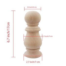 Btibpse Unfinished Wood Finial Newel Post Cap Bedpost Finial for Bed Rod Finials Flagpole Topper Crafts Pack of 2 Large Craft Finials (Style 1)