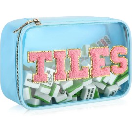 New Arrival Travel Portable Waterproof for Toiletry Bag Embroidered Logo Large Size Capacity Zipper Mahjong Storage Tile BagColor: 1-purple-TILES