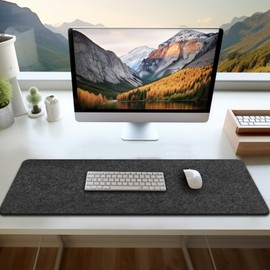 36''x12'' Felt Desk mat,with Non-Slip Anti-Fray Office Felt Desk pad,Gray Desktop Protector Covers for Home Office Keyboard Laptop Computer and Writing（90x30cm）