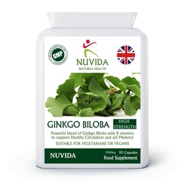 High Strength Ginkgo Biloba - 90 Ginkgo Capsules with Added B Vitamins - 2000mg equivalent per capsule - Easy to Swallow capsules - Vegan and Vegetarian Friendly