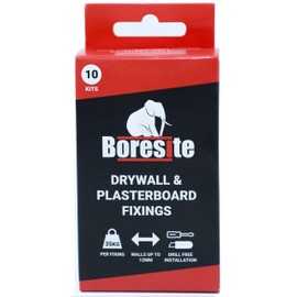 Boresite Heavy Duty Plasterboard Fixings (Box of 10 Fixings & Screws) | Drill-Free & Effortless Drywall Installation | Upto 35kg Secure Hold | Perfect for 12.5mm Plasterboard Walls | Made in Scotland