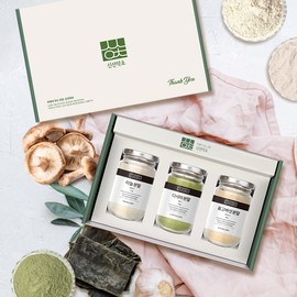 Fresh herbs, 3 types of natural seasoning, garlic + kelp + shiitake gift set, holiday gift, return gift, Chuseok, Lunar New Year / 신선약초 천연조미료 3종 마늘+다시마+표고 선물세트 명절선물 답례품 추석 설날