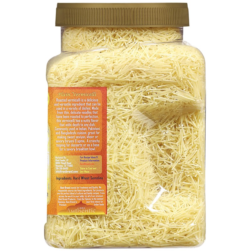 Rani Plain Vermicelli (Wheat Noodles) 28oz (1.75lbs) 800g PET Jar