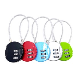 ZPLIUST 3-Digit Cable Luggage Locks Re-settable Combination, Alloy Body Color Locks (Black, Silver, Green, red, Blue (5 Pack))