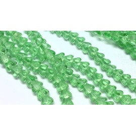 Czech Bead, 50 Transparent Peridot Green Czech Glass 6x4mm Baby Bell Cone Flower Beads